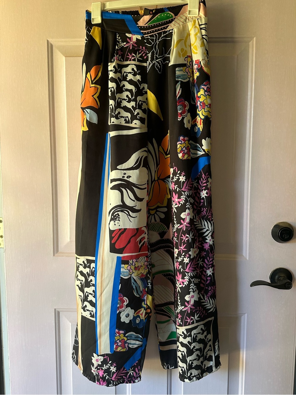 Venti LA Made in Italy Abstract Horse Floral Print Wide Leg Pants Small